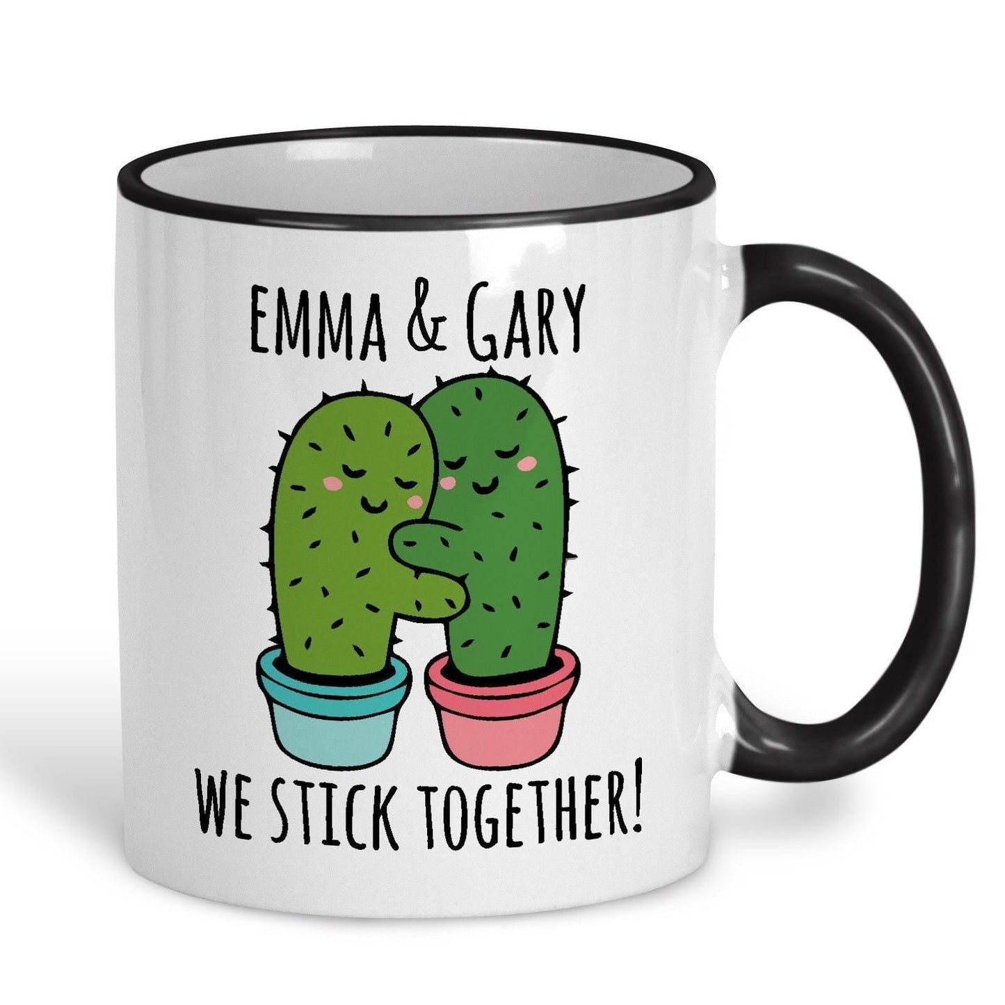 We Stick Together Cactus Pun Funny Personalised Valentine's Day Ceramic Mug
