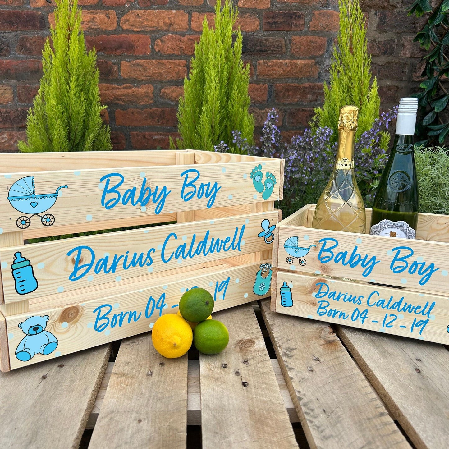 Baby Boy Congratulations Gift Hamper - Personalised - New Baby Present - Christening Gift