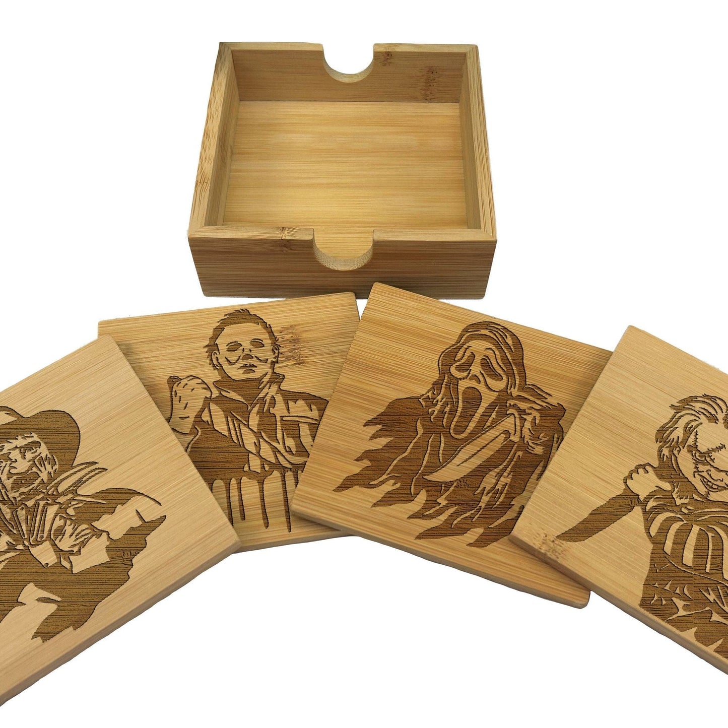 Horror Movie Characters Coaster Set Home Décor House Warming Gift Michael Myers Freddie Kruger Chucky Scream Christmas Gift Birthday Present