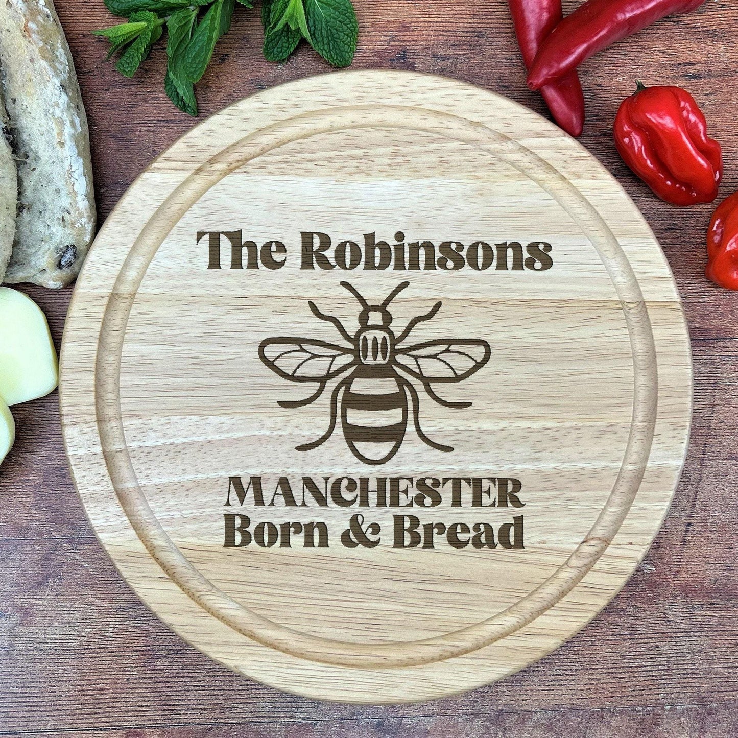 Manchester Born and Bread - Manchester Dialect - Personalised Chopping Board