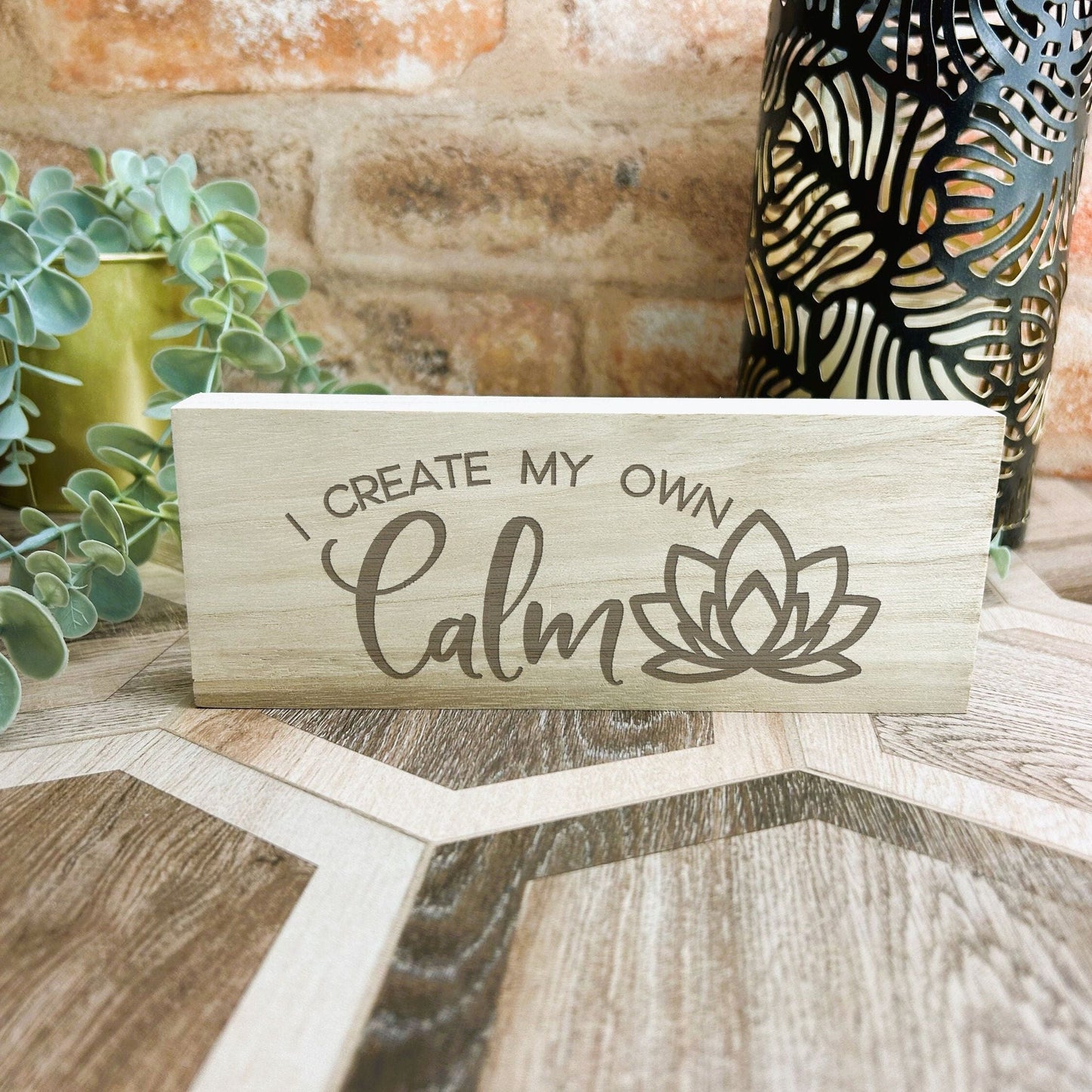 I Create My Own Calm Yoga Engraved Wooden Wall Plaque Decor Positivity Gift