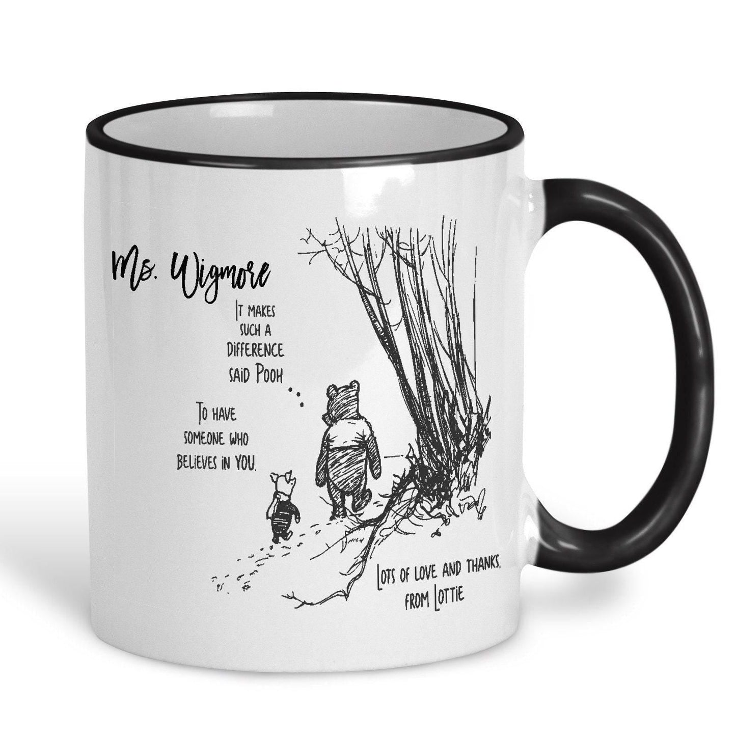 Pooh Bear & Piglet It Makes Such A Difference Disney Teacher Personalised Mug
