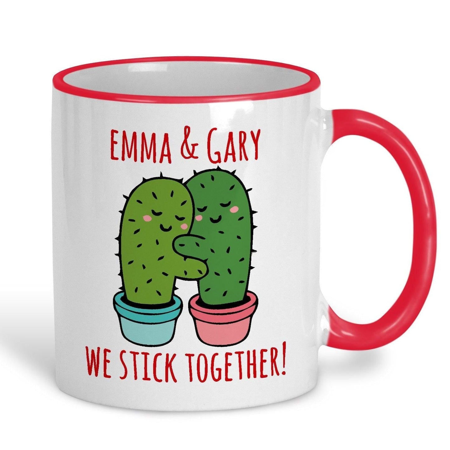 We Stick Together Cactus Pun Funny Personalised Valentine's Day Ceramic Mug