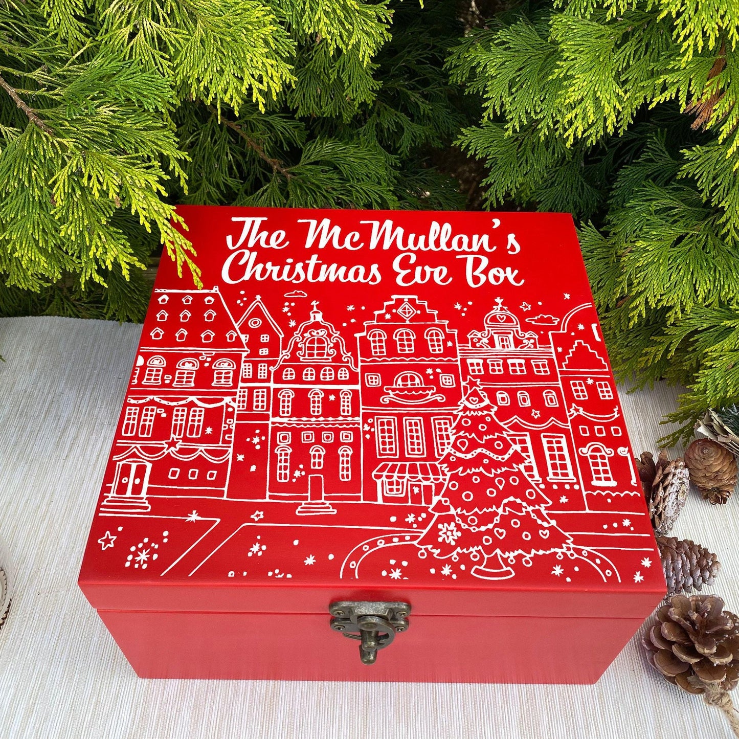 Christmas Town Silhouette Tree - XMAS Eve Treats Box - Personalised Gift