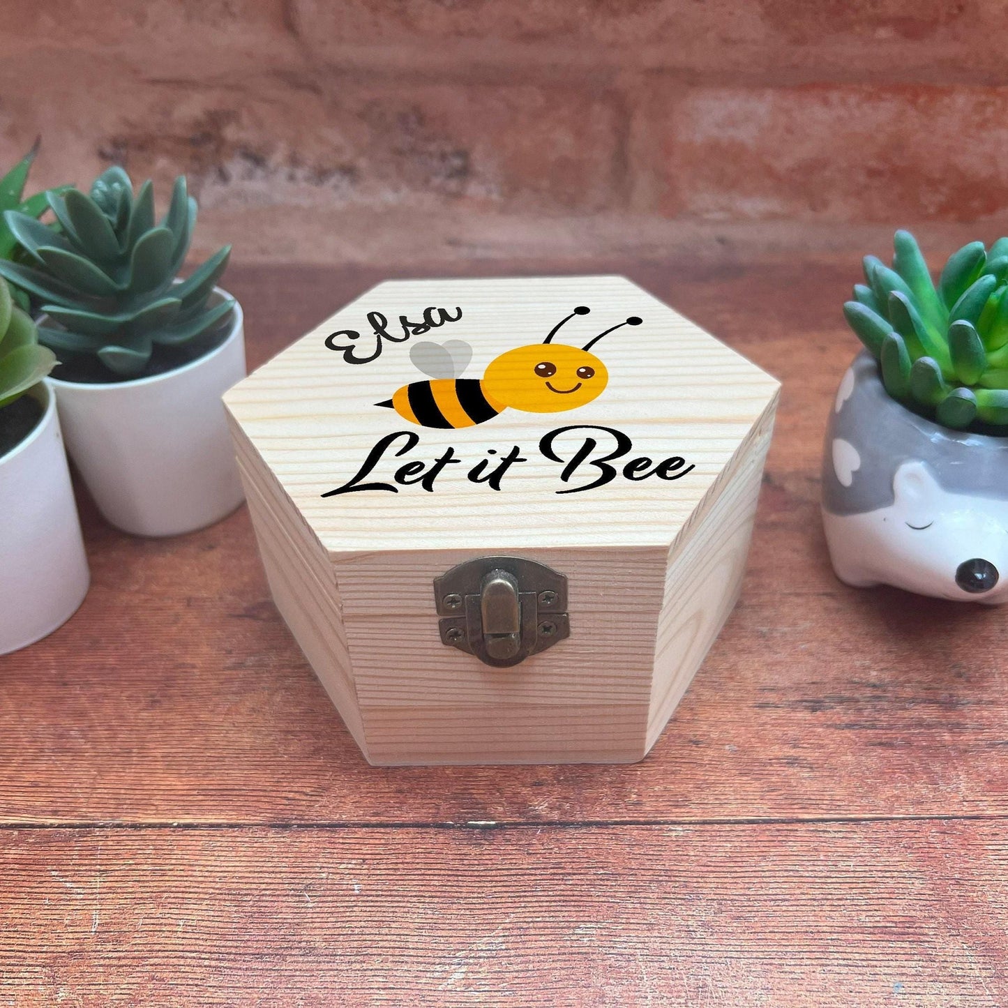 Let It Bee Printed Box - Toy Storage / Memory - Wooden Personalised Gift