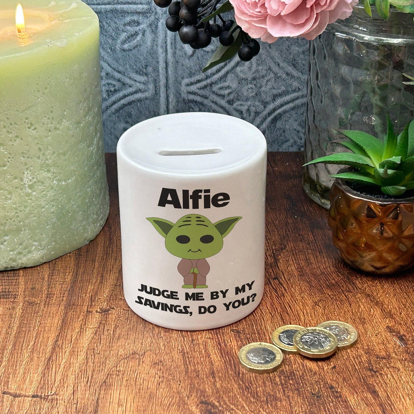 Yoda Money Box Star Wars - Judge Me By My Savings - Personalised Gift