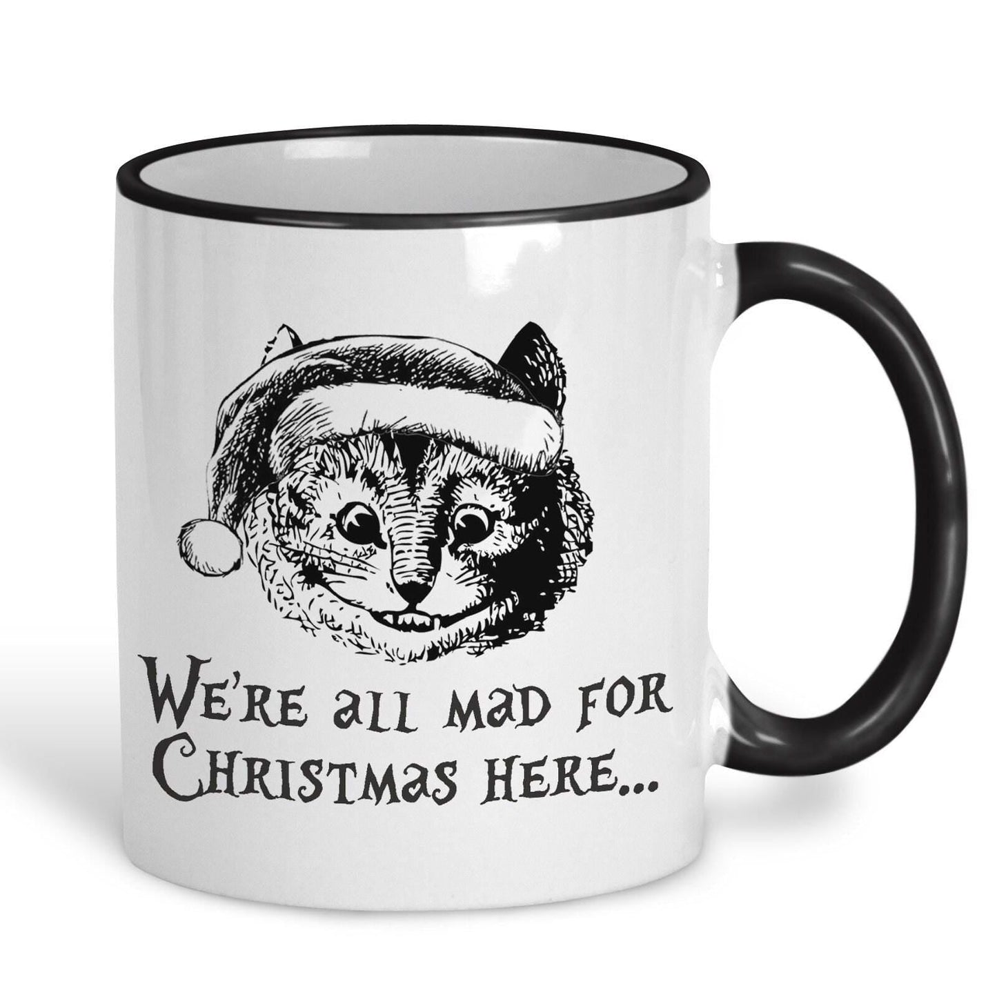 Cheshire Cat Mad Here Christmas Mug