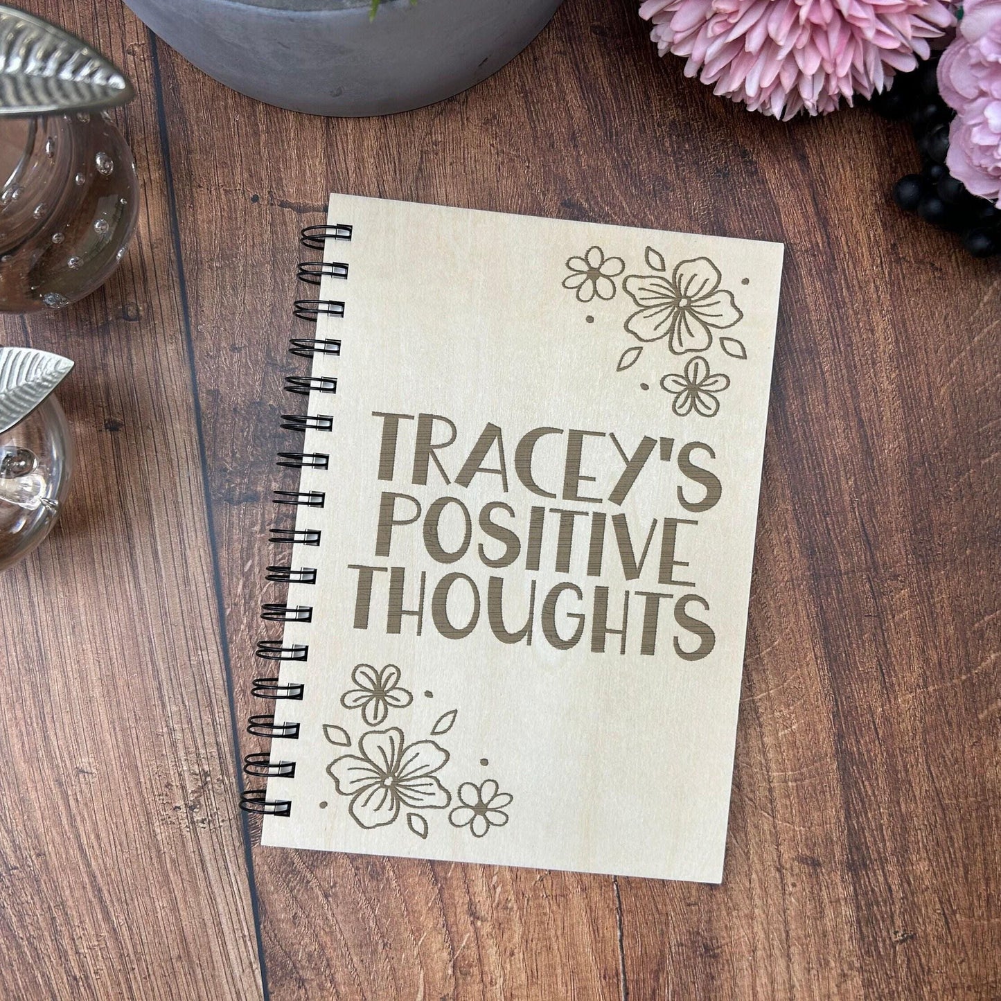 Floral Corner Positive Thoughts - Personalised Book of Positivity - Gratitude Journal