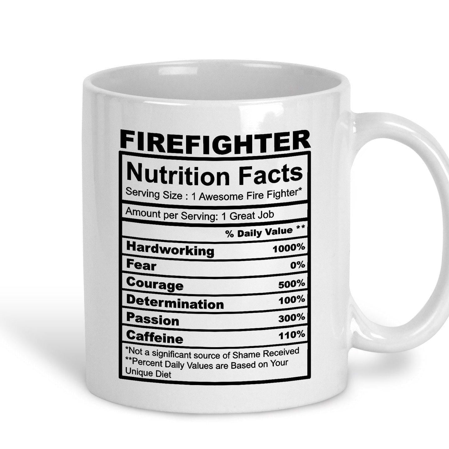 Firefighter Nutrition Facts Ceramic Mug
