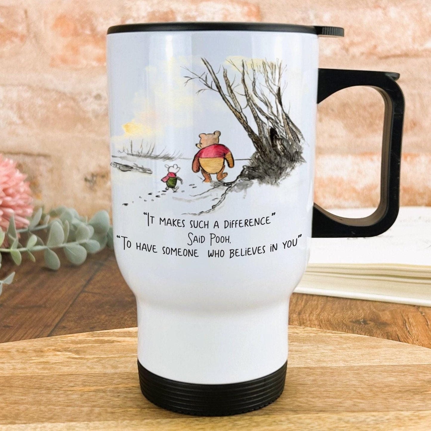 Pooh Bear & Piglet Disney Teacher Personalised Travel Mug