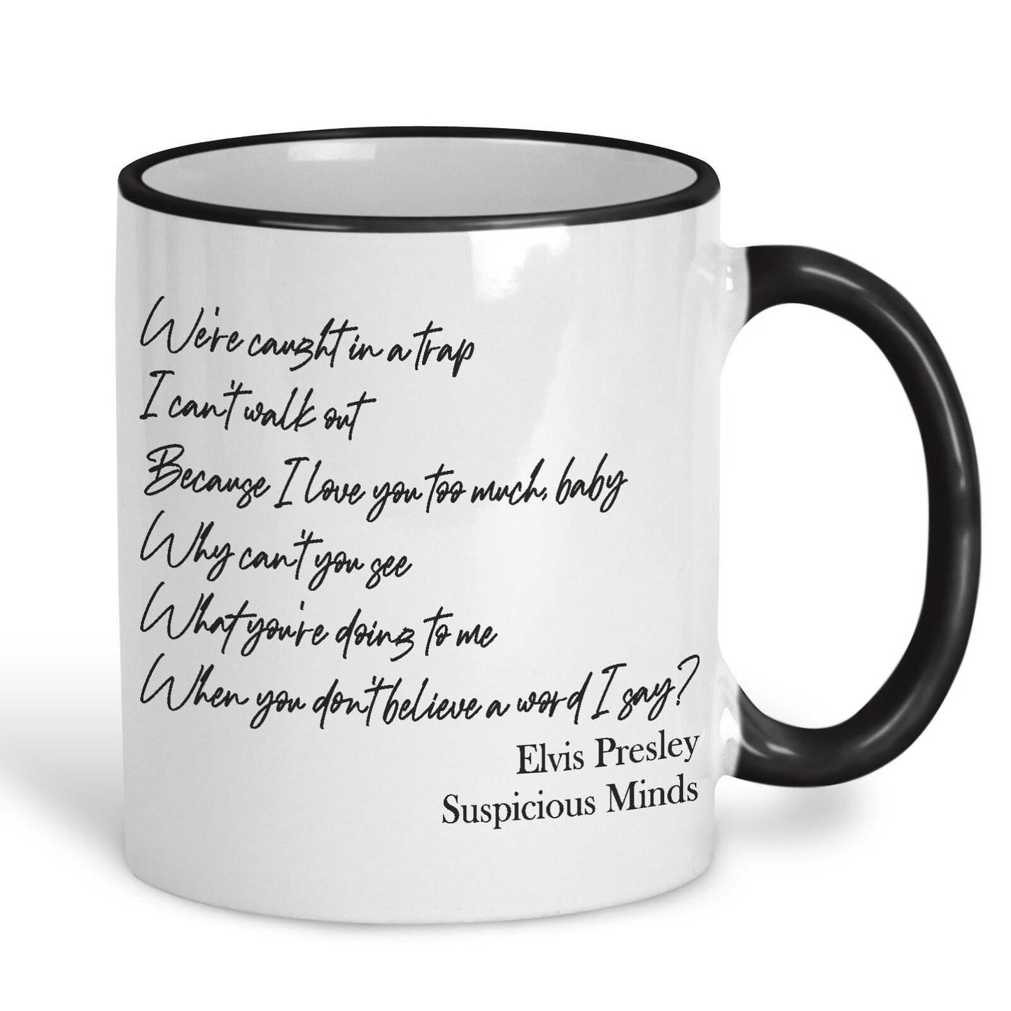 Elvis Presley Suspicious Minds Music Lyrics Personalised Ceramic Mug