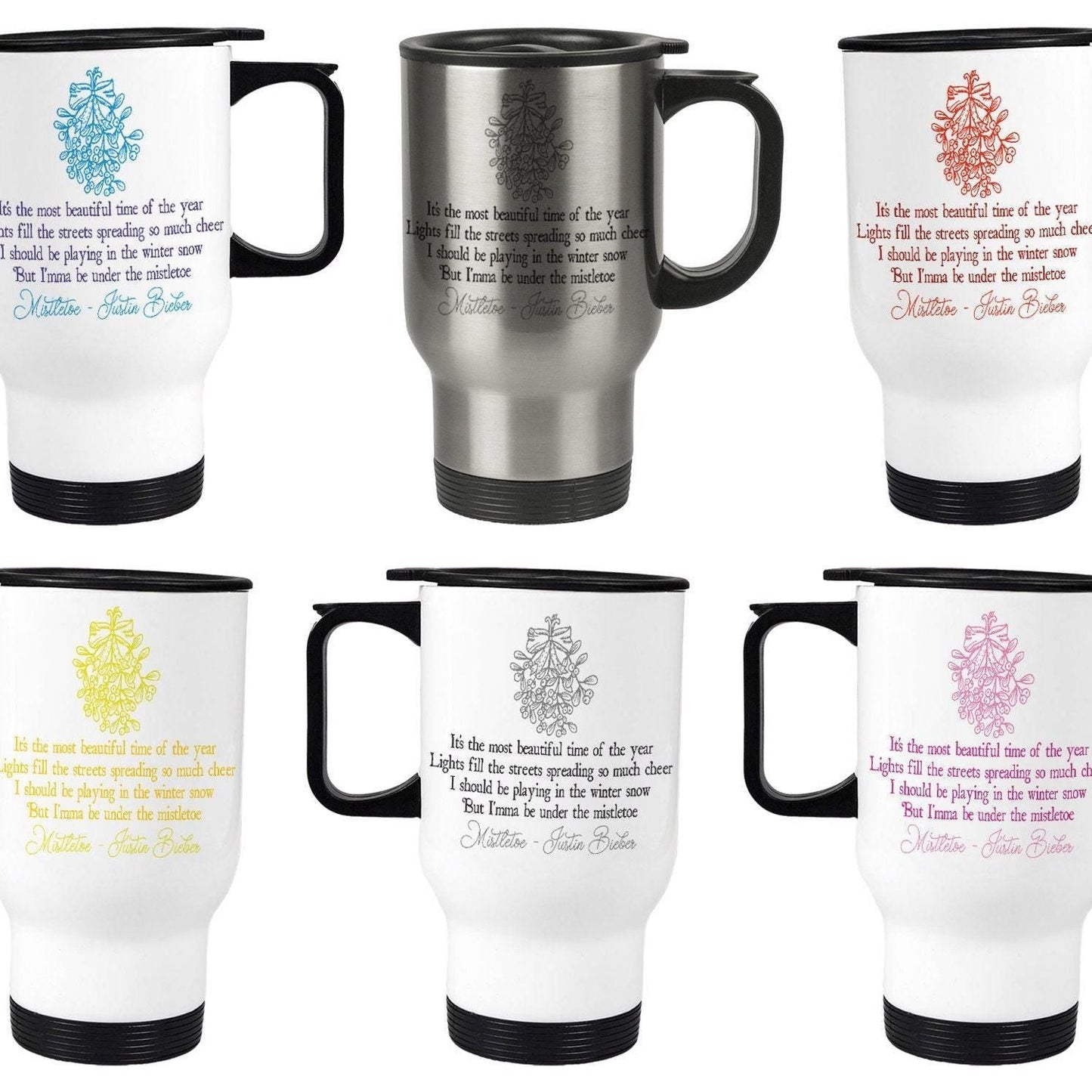 Mistletoe Justin Bieber Christmas Song Lyrics Travel Mug
