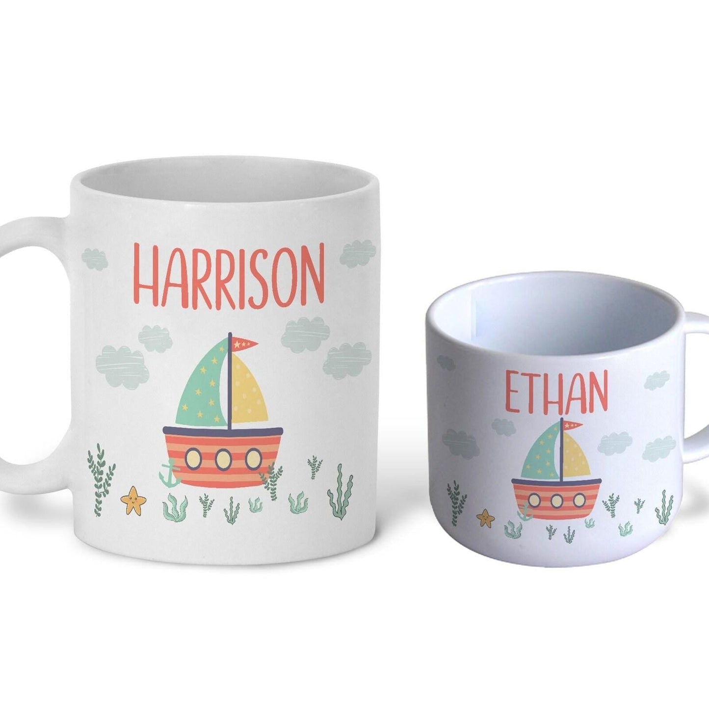 Sailboat First Birthday Children's Personalised Mug Unbreakable Kids Toddler Child Safe