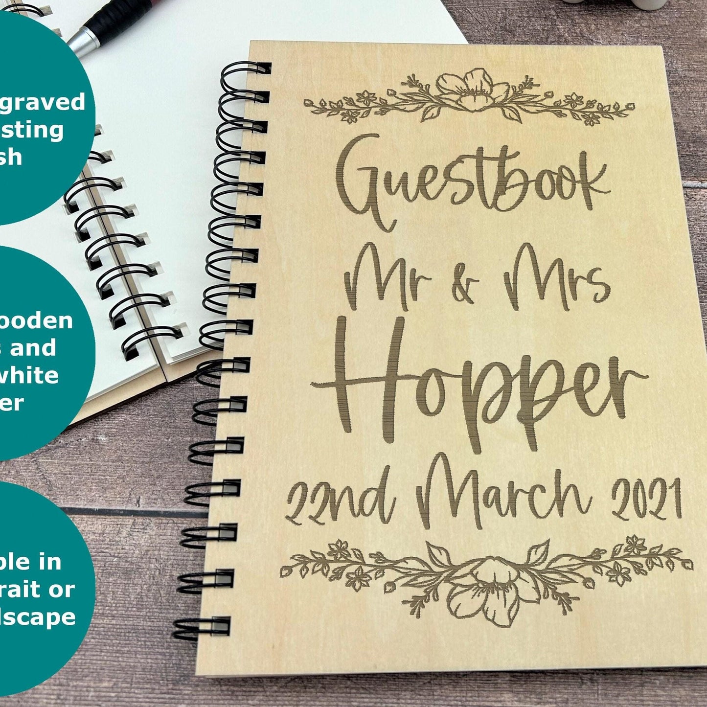 Floral Design - Personalised Wedding Guest Book