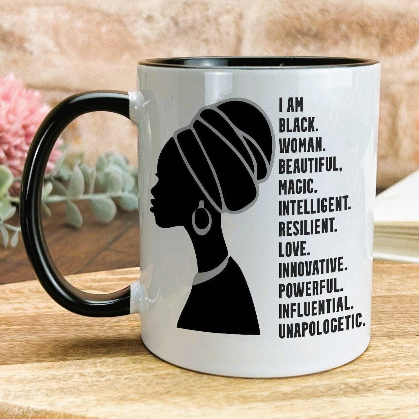 I Am Black Woman Beautiful Afro Hair Personalised Mug