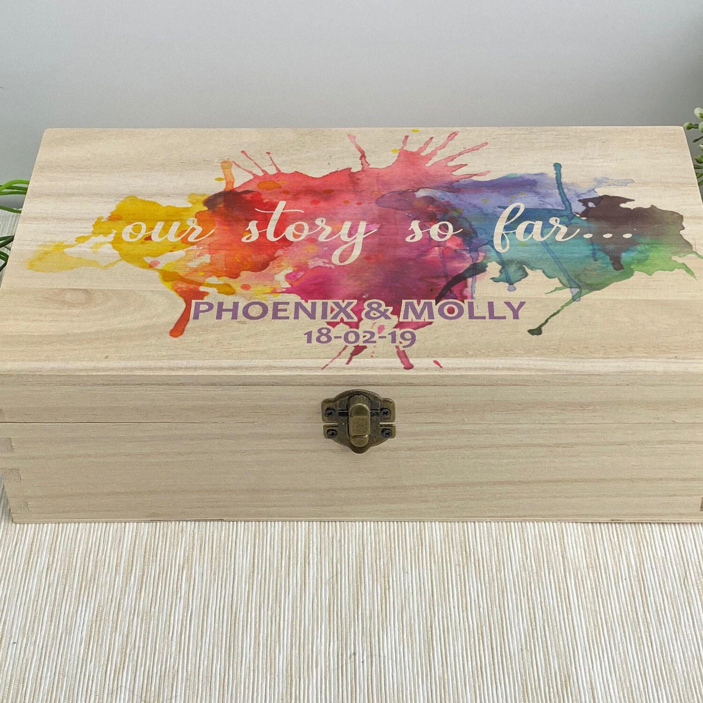 Our Story So Far Rainbow Memory Box - Personalised Gift - Couples Anniversary LGBT
