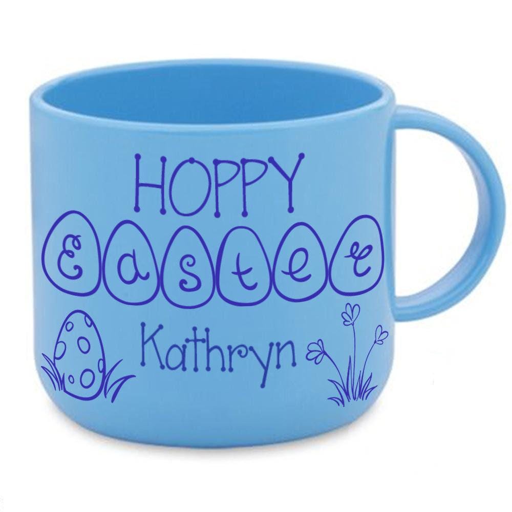 Hoppy Easter 6oz Polymer Toddler Unbreakable Mug Personalised Colourful Egg