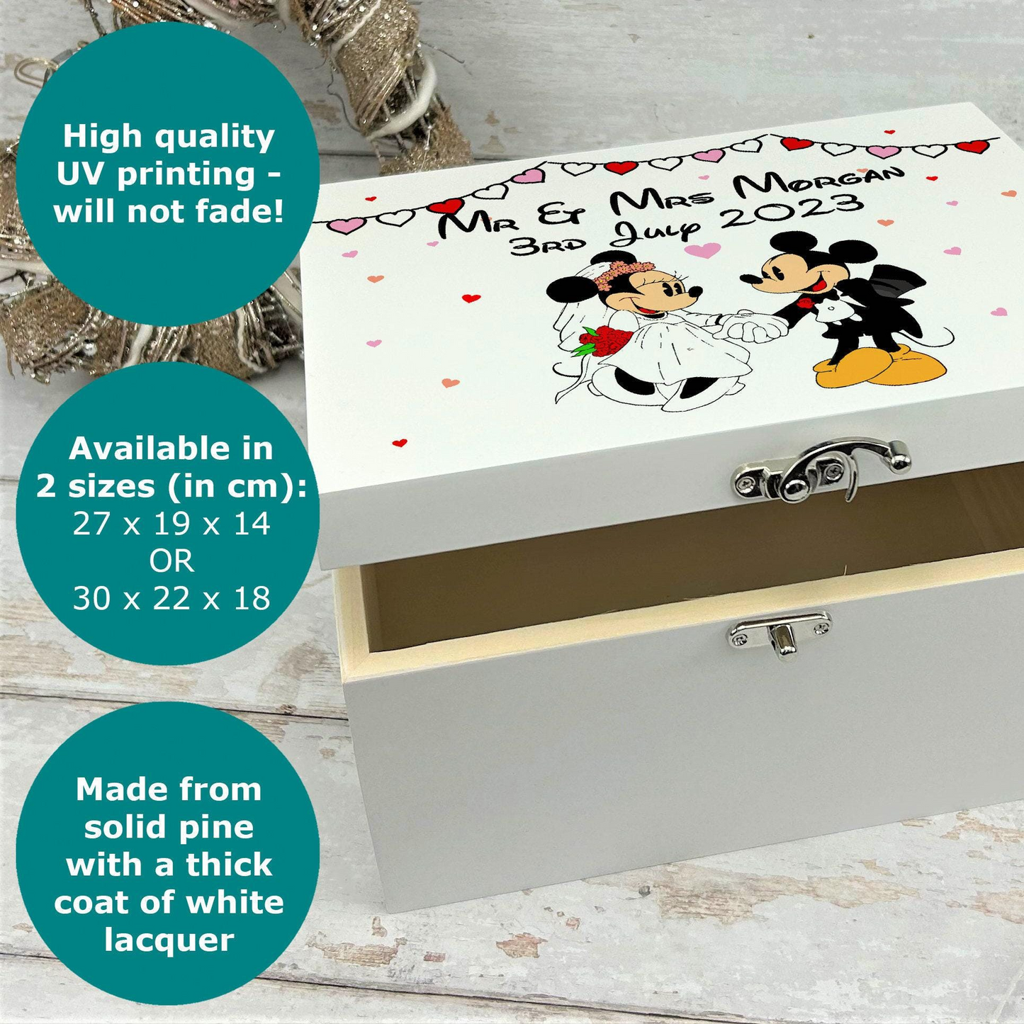 a box with a picture of mickey and minnie on it