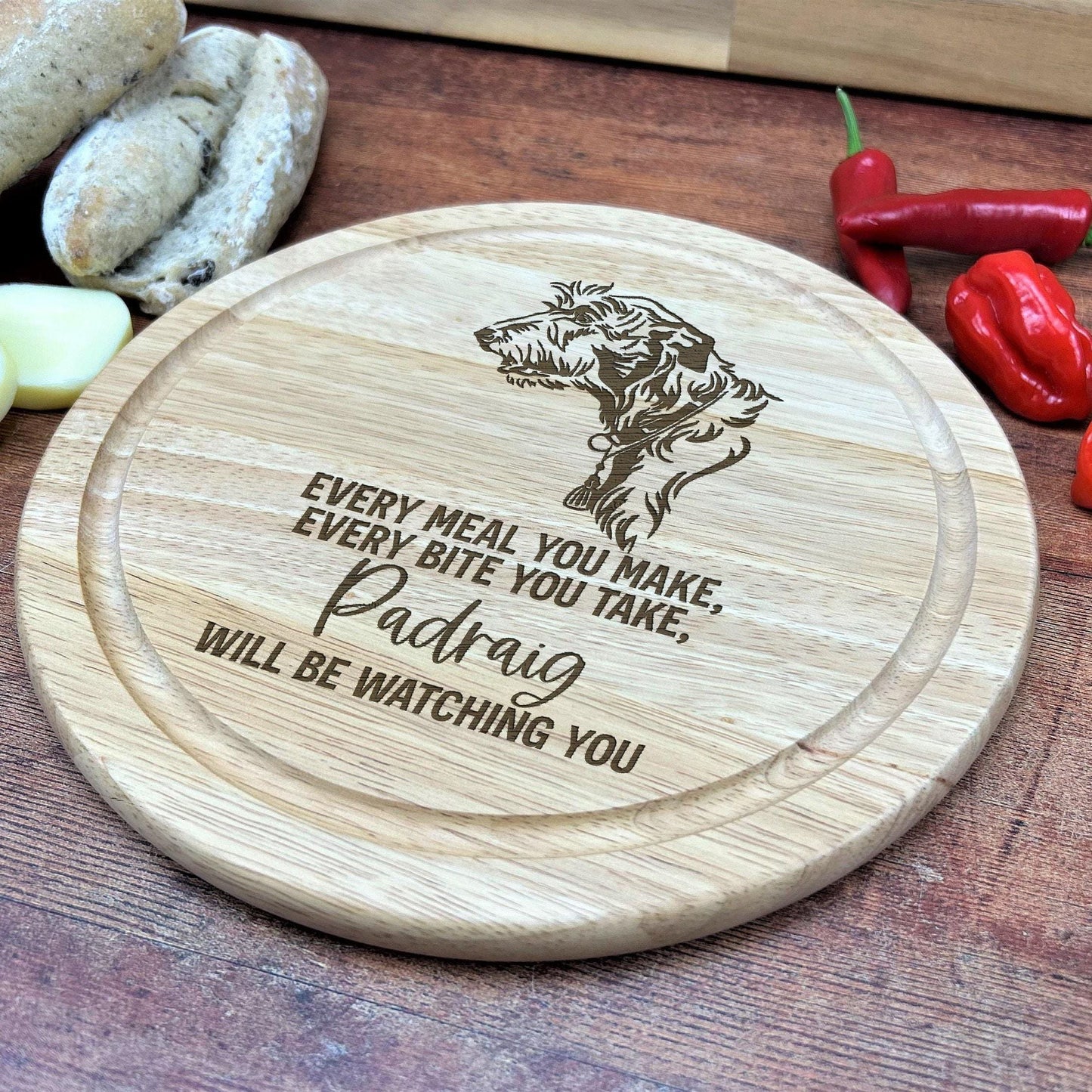 Irish Wolfhound Dog - Personalised Chopping Board