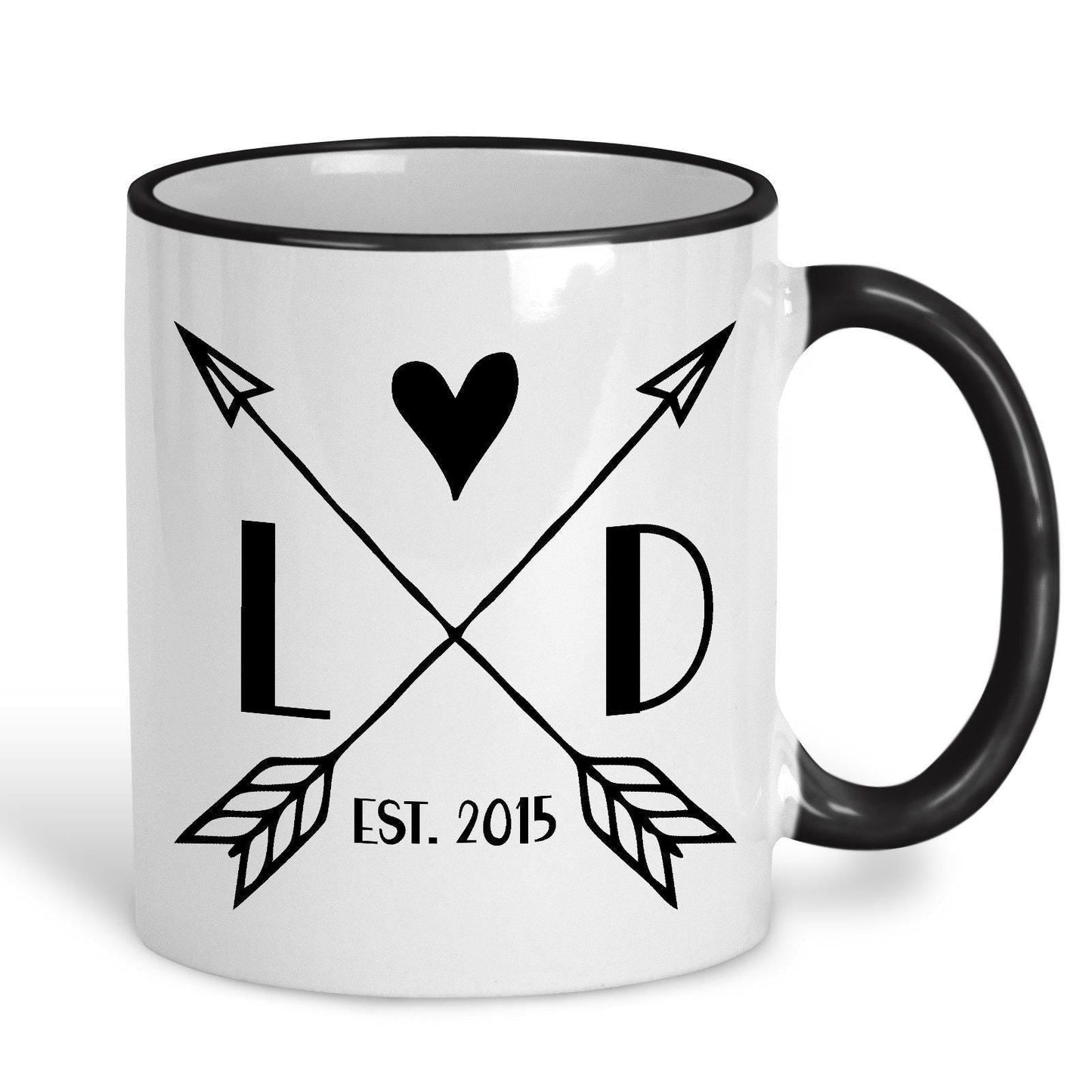 Arrows Initials Date Personalised Valentine's Day Ceramic Mug