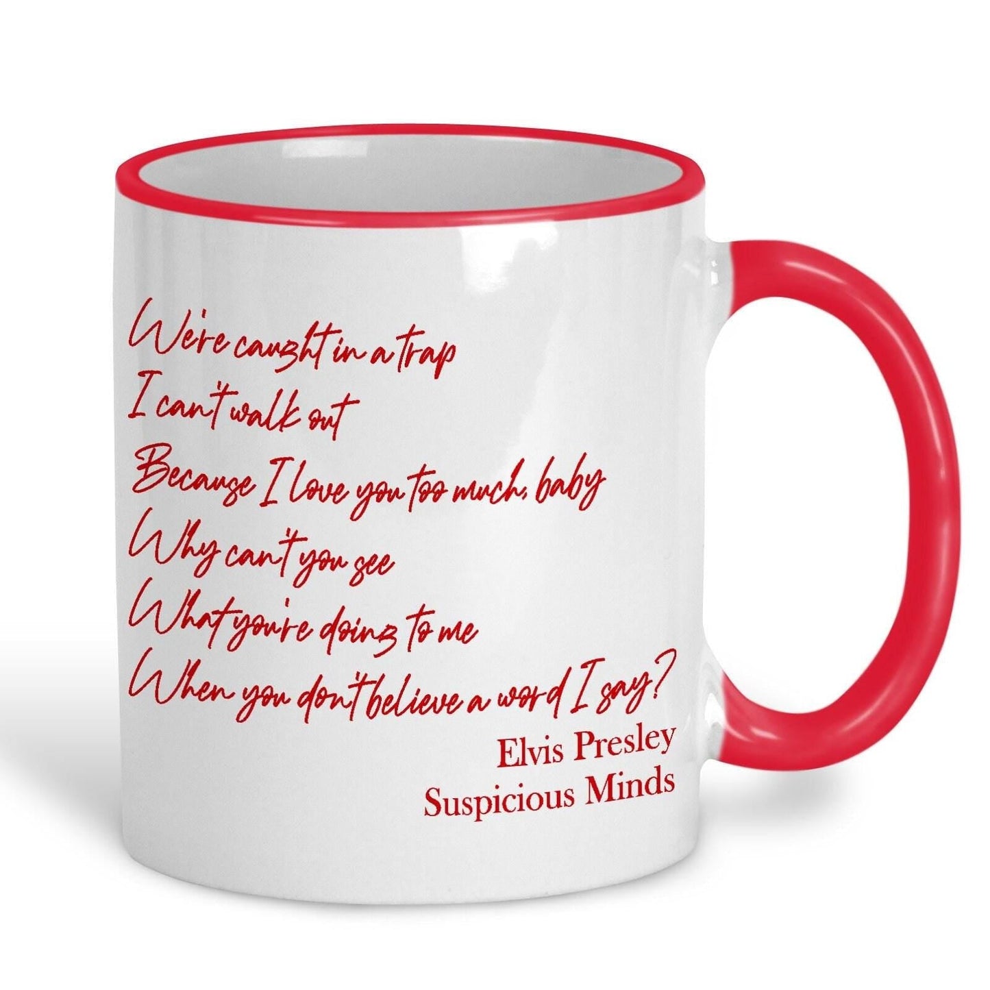 Elvis Presley Suspicious Minds Music Lyrics Personalised Ceramic Mug