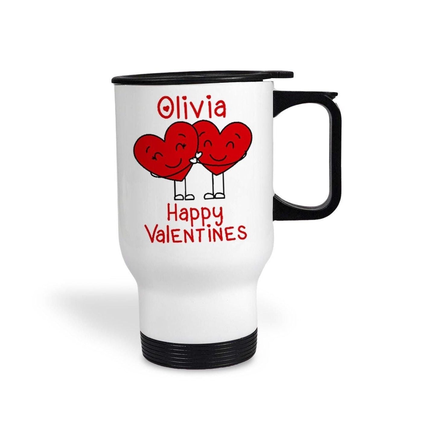 Happy Valentines Hearts Couple Cute Personalised Travel Mug Valentine's Day