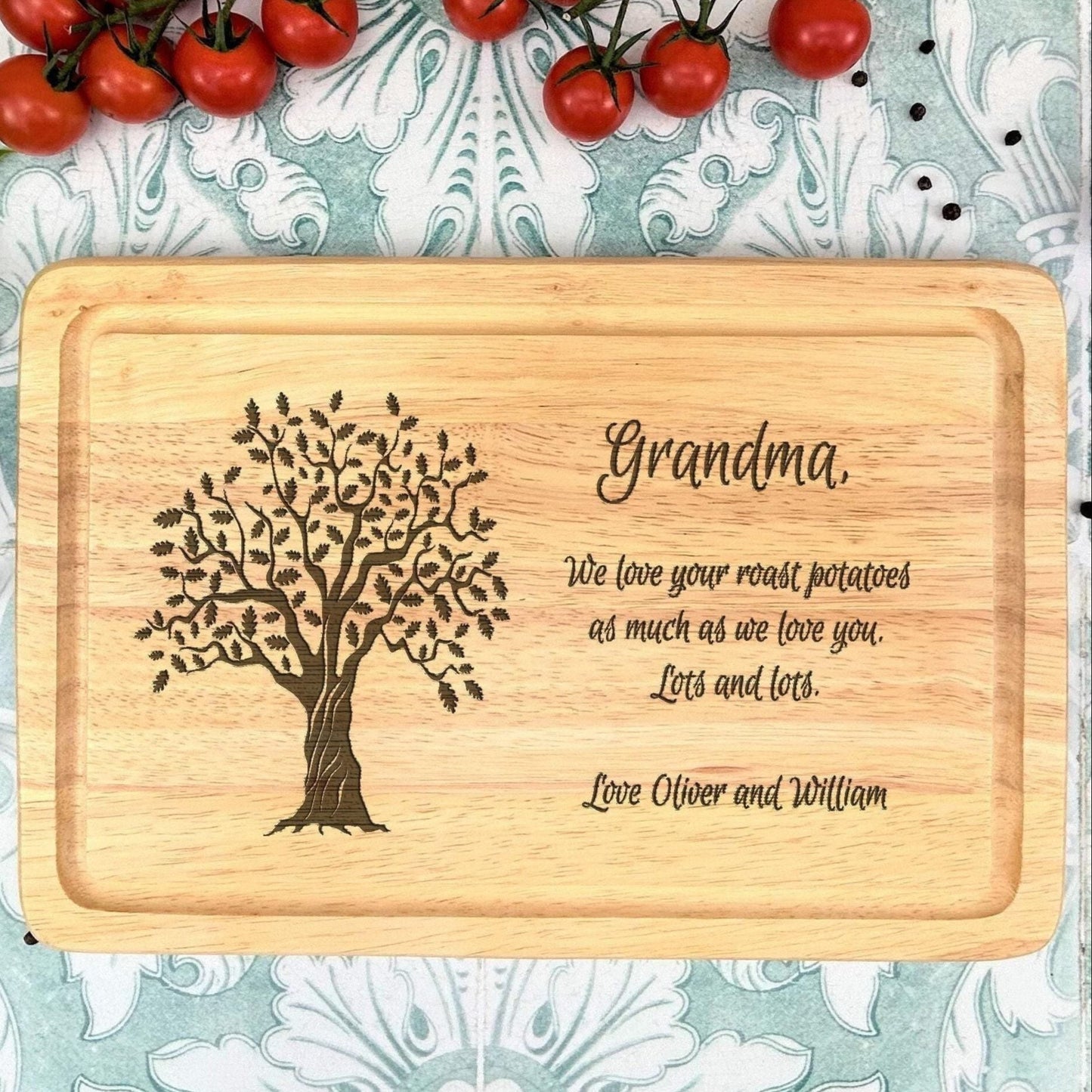 Family Tree Personalised Message Chopping Board - Mother's Father's Day Gift