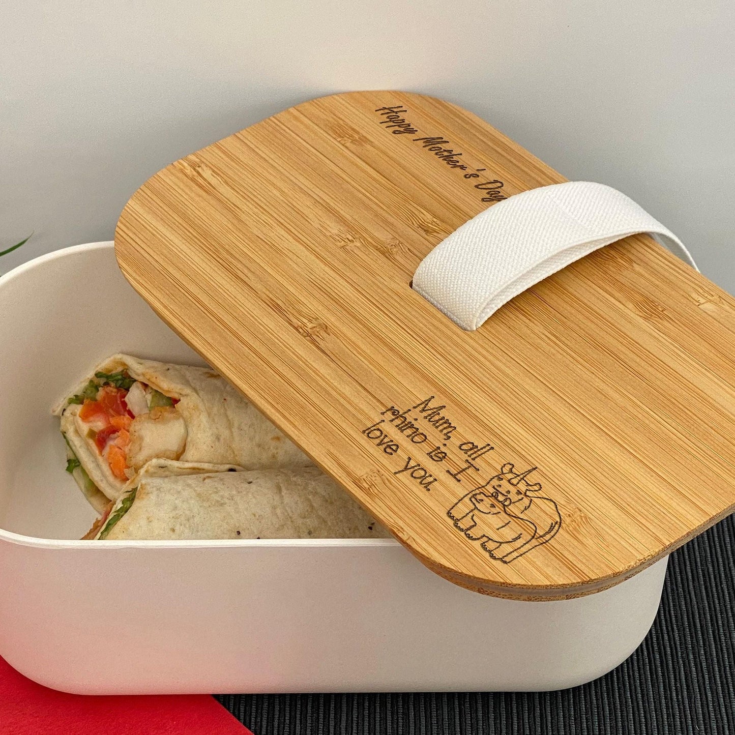 All Rhino Is I Love You Mum - Personalised Bamboo Eco Friendly Lunch Box - Mother's Day Gift