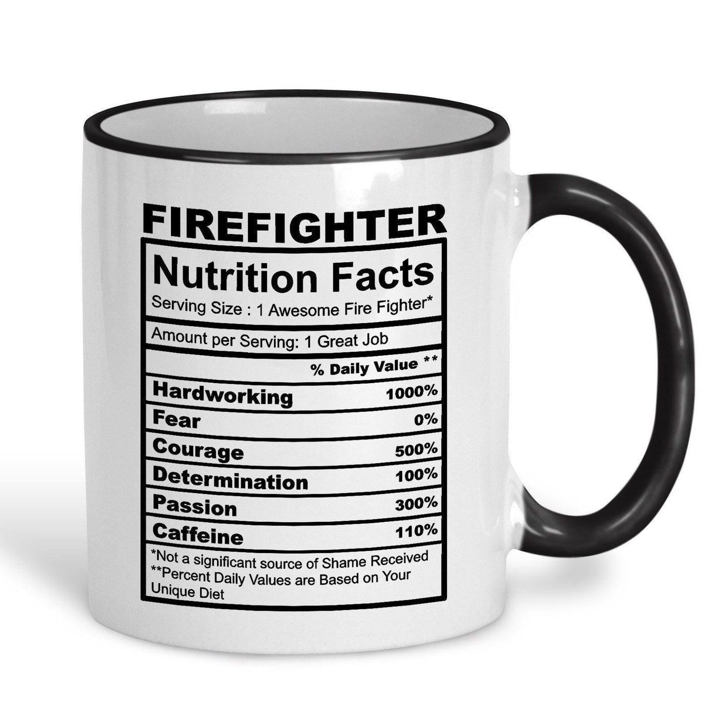 Firefighter Nutrition Facts Ceramic Mug