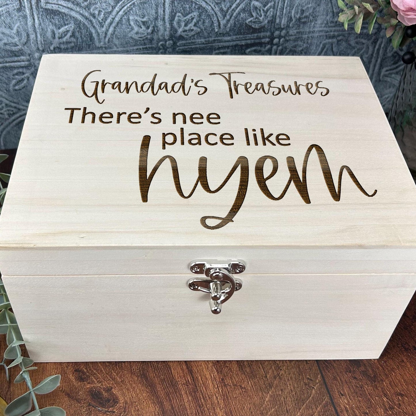 Nee Place Like Hyem - Geordie Gift - Personalised Luxury Wooden Memory Box