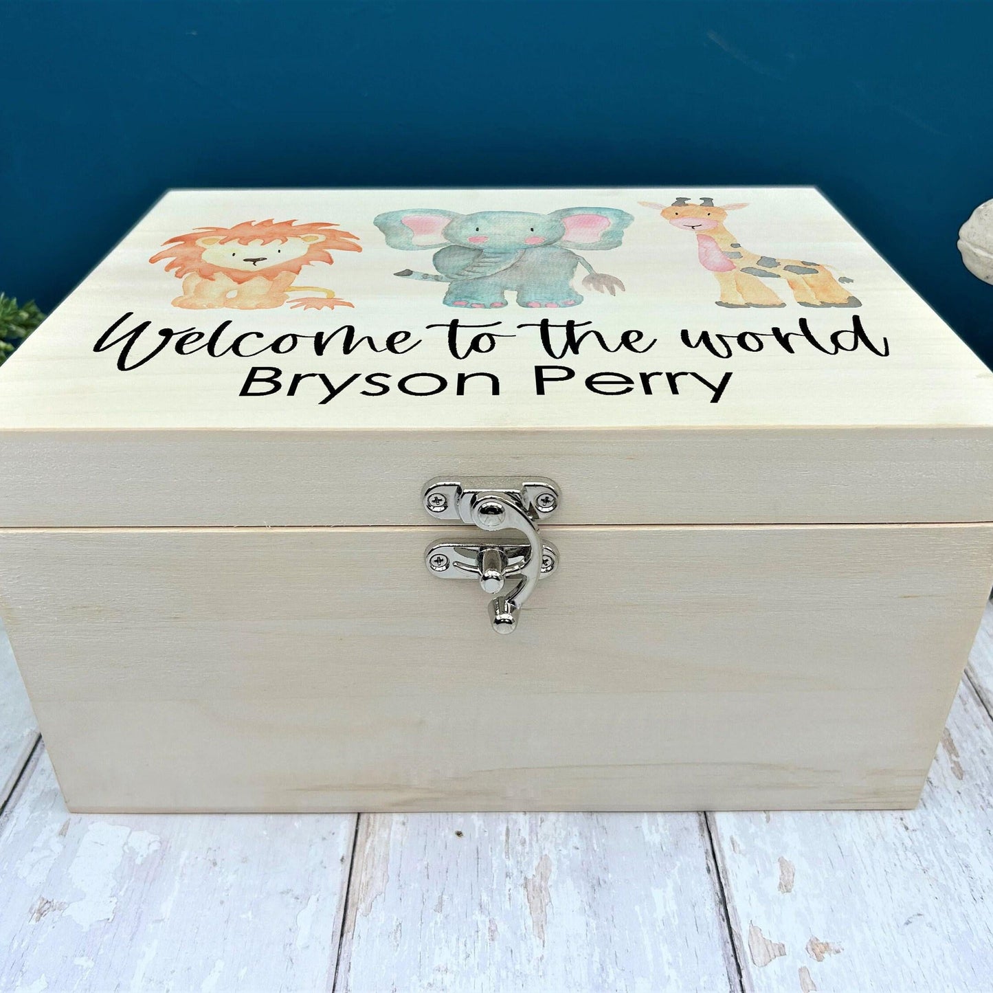Welcome To The World Safari Watercolour Animals - Personalised Christening Gift