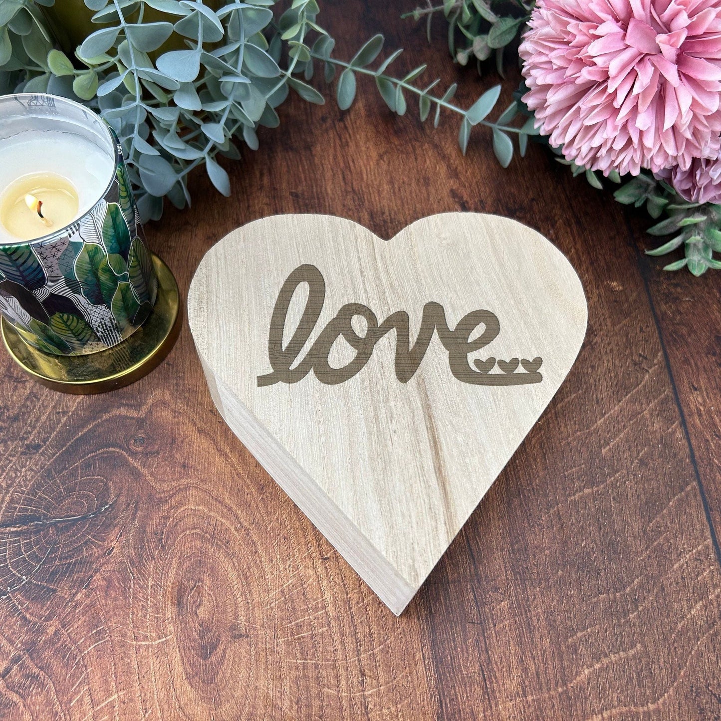 Love... Heart Shaped Trinket Jewellery Wooden Box