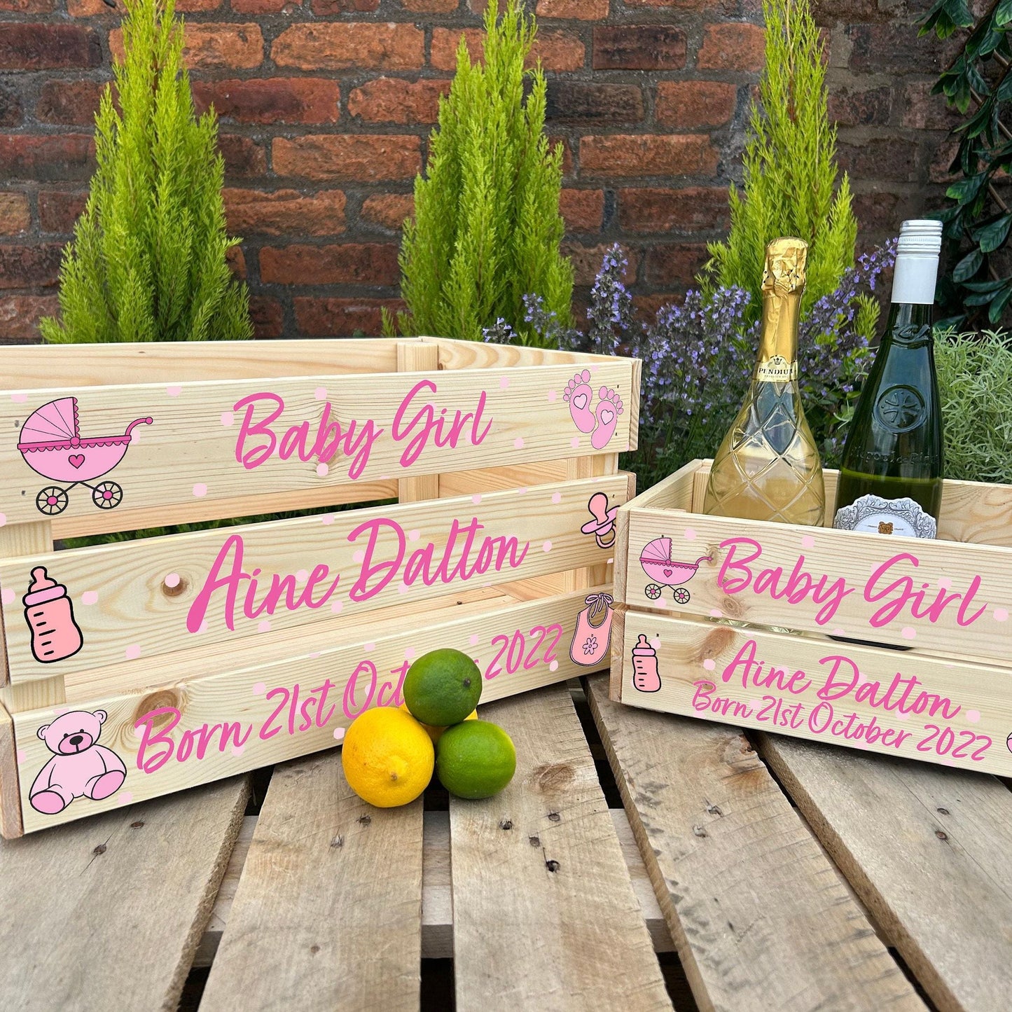 Baby Girl Congratulations Gift Hamper - Personalised - New Baby Present - Christening Gift