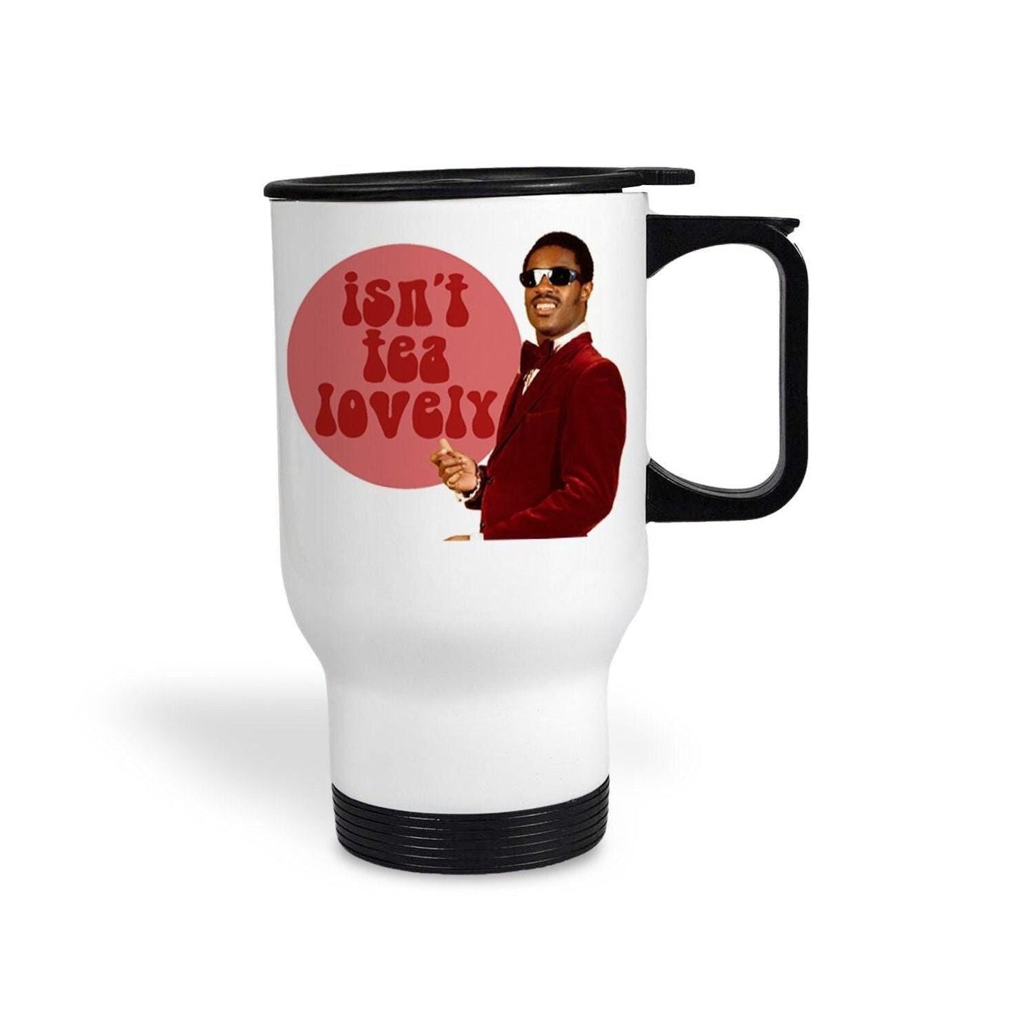 Stevie Wonder Isn't Tea Lovely Pun Music Lyrics Travel Mug Personalised Gift