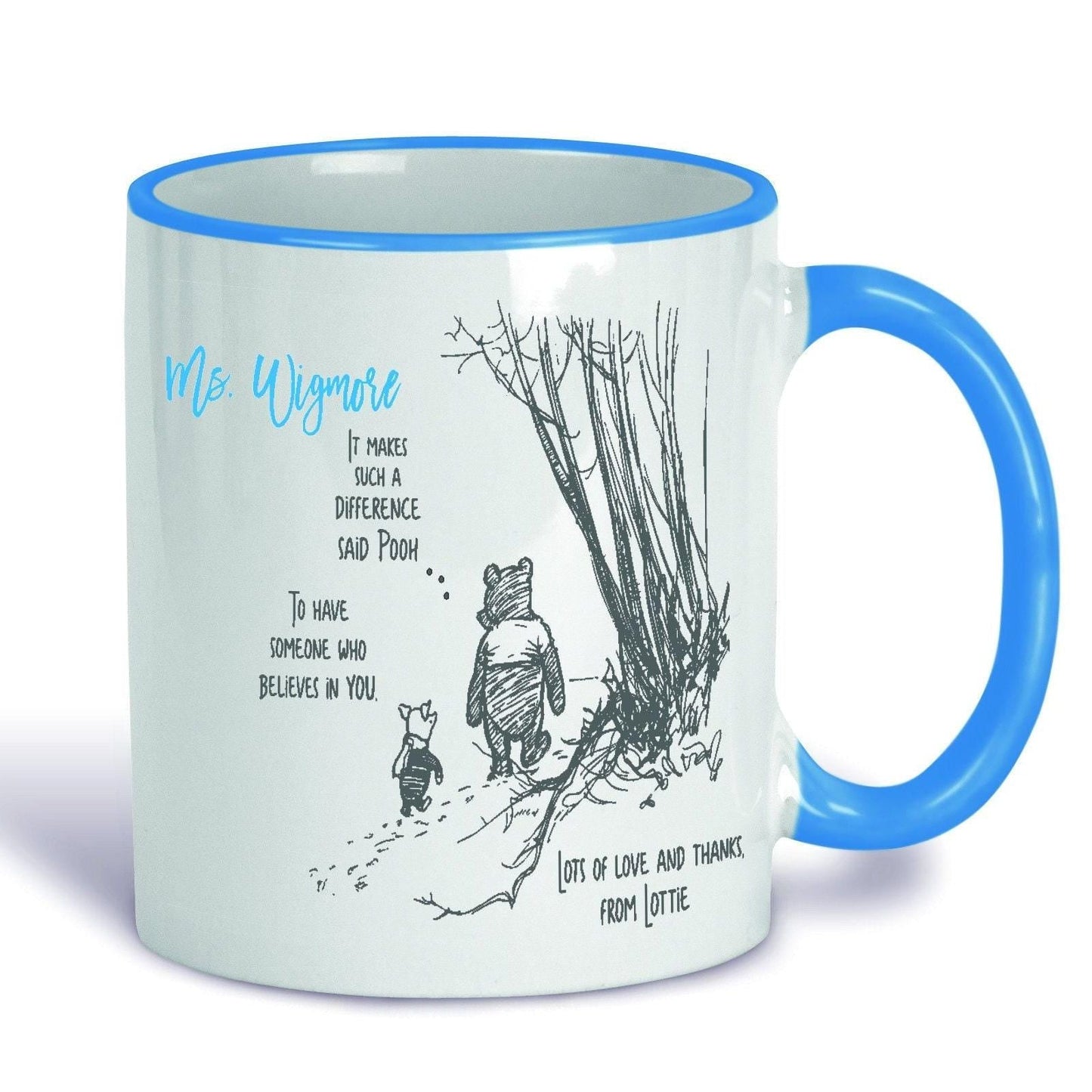 Pooh Bear & Piglet It Makes Such A Difference Disney Teacher Personalised Mug
