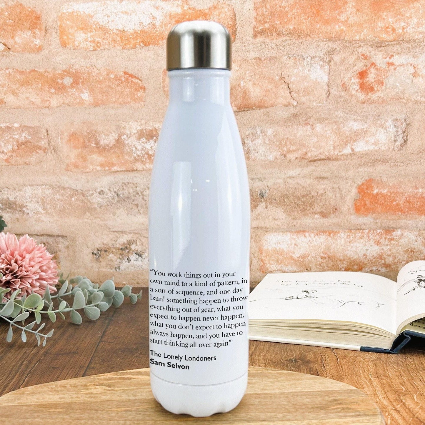 Sam Selvon Lonely Londoners Literary Quote Water Bottle Reader Gift
