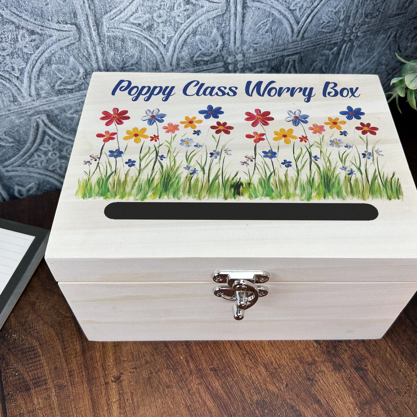 Colourful Flowers Worry Box Primary -Junior School Personalised Dropbox