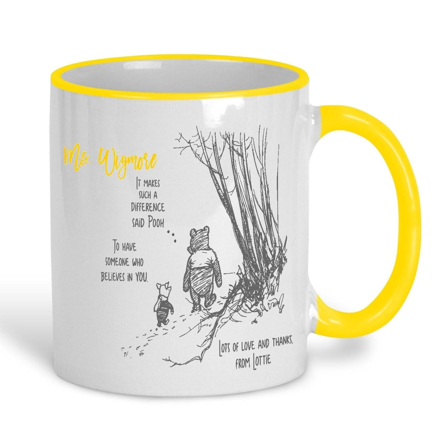 Pooh Bear & Piglet It Makes Such A Difference Disney Teacher Personalised Mug