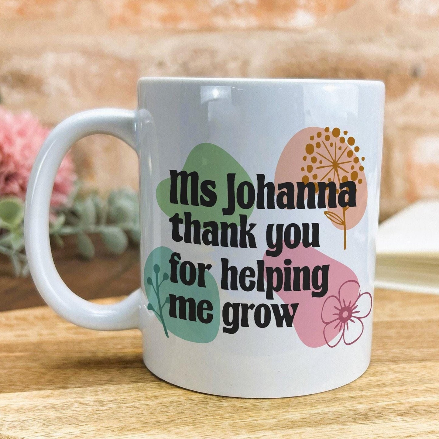 Helping Me Grow Teacher Personalised Ceramic Mug