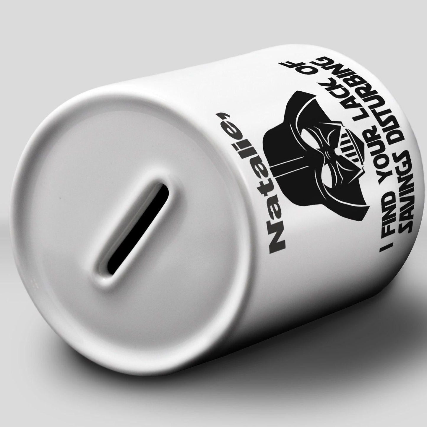 Darth Vader Personalised Ceramic Money Box - "I Find Your Lack of Savings Disturbing" - Personalised Gift