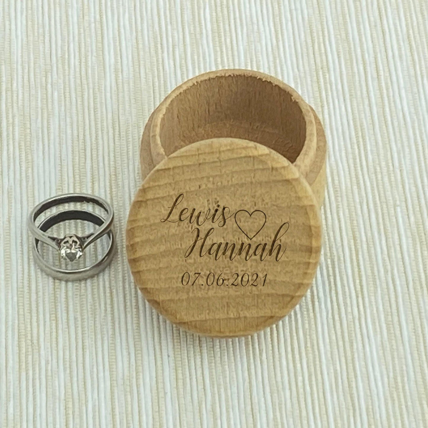 Heart Name Date Wedding Ring Carrier Box Personalised Engagement Gift