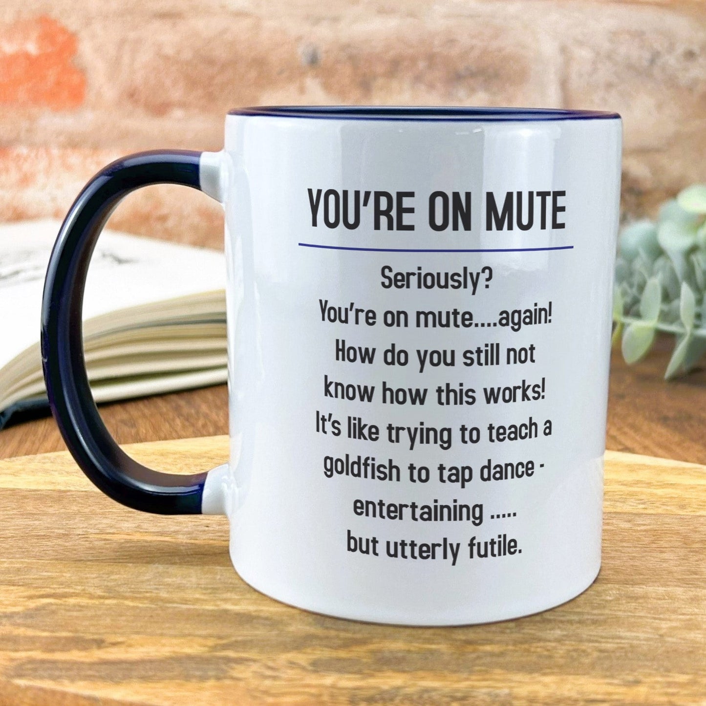 a black and white coffee mug with a poem on it
