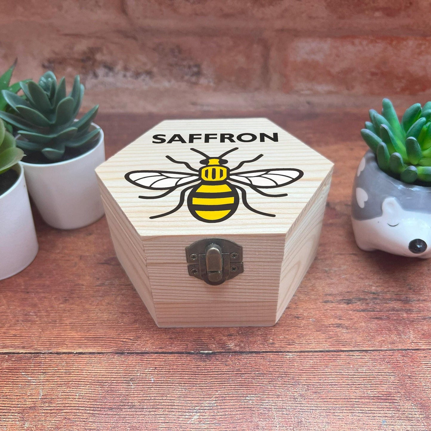 Manchester Bee Printed Box - Storage / Memory - Wooden Personalised Gift