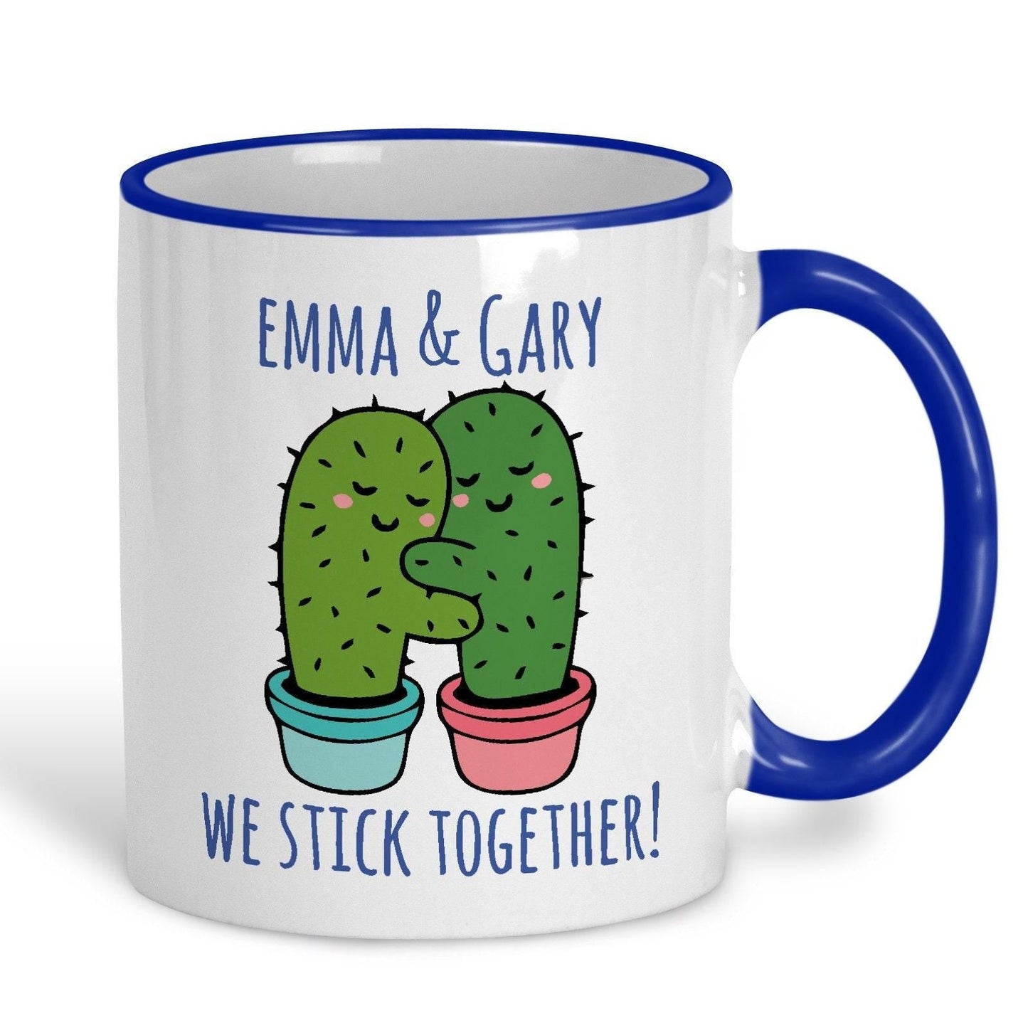 We Stick Together Cactus Pun Funny Personalised Valentine's Day Ceramic Mug