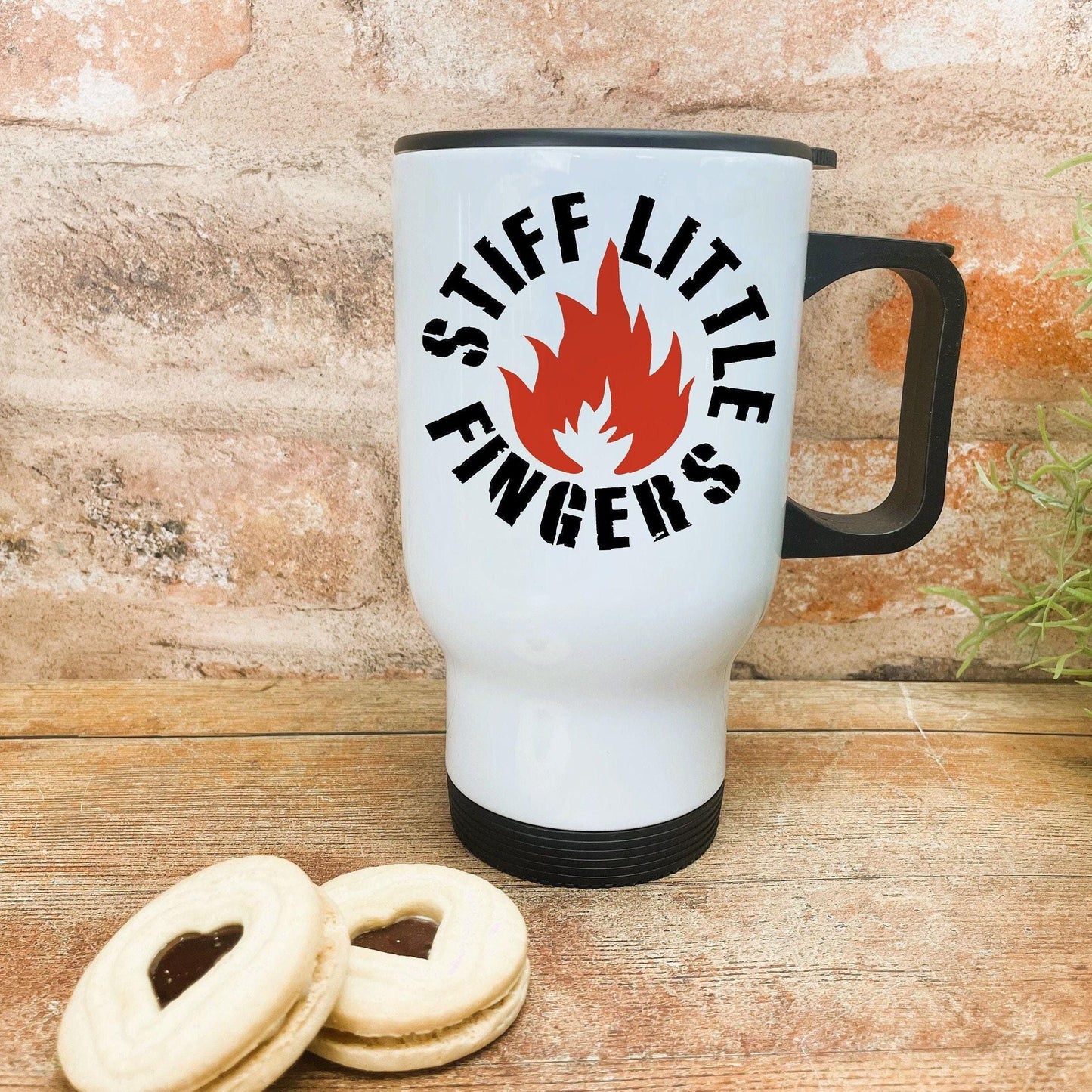Stiff Little Fingers Logo - Northern Ireland Dialect - Personalised Travel Mug