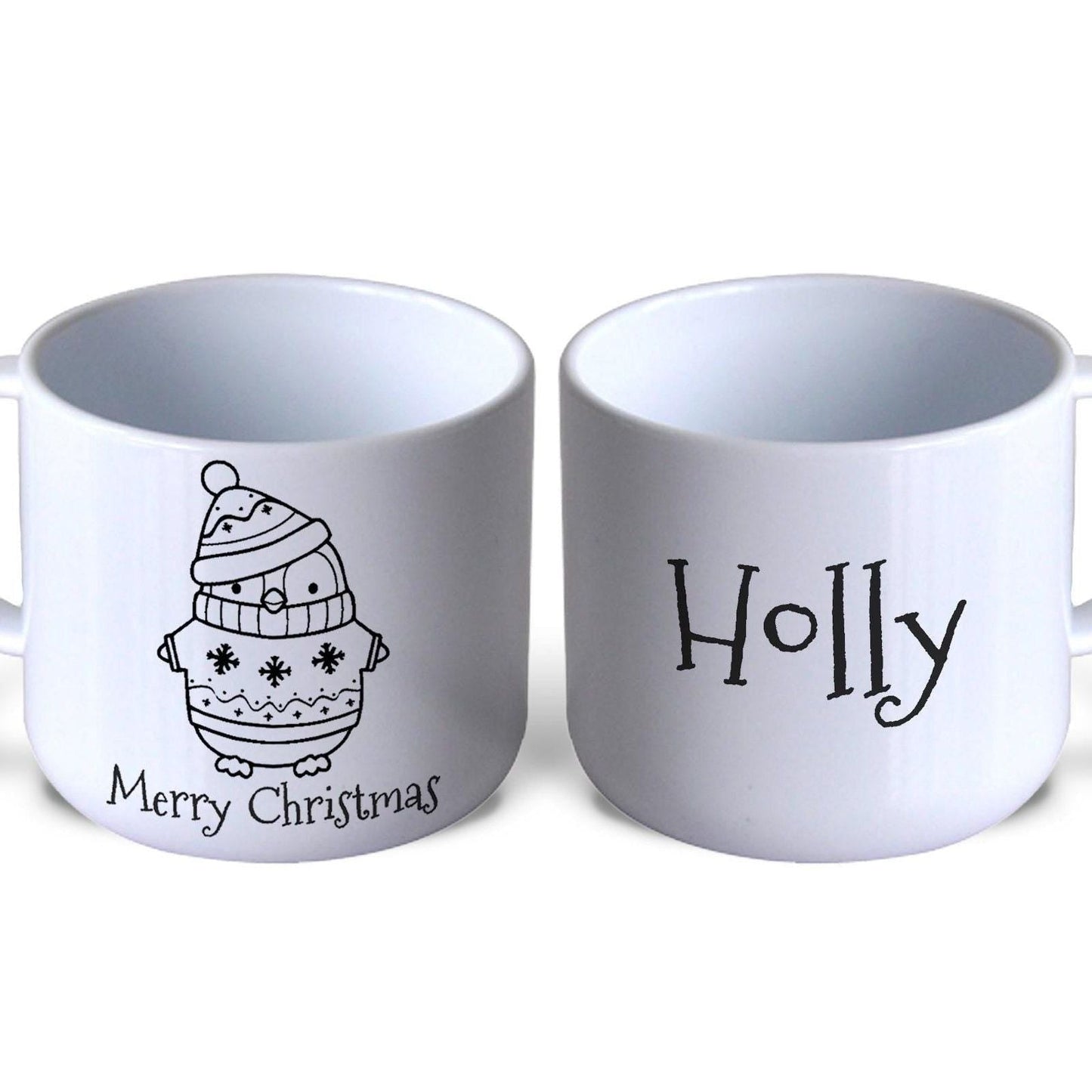 Penguin Merry Christmas Personalised Mug for Toddlers 6oz Polymer Unbreakable Child Safe Gift