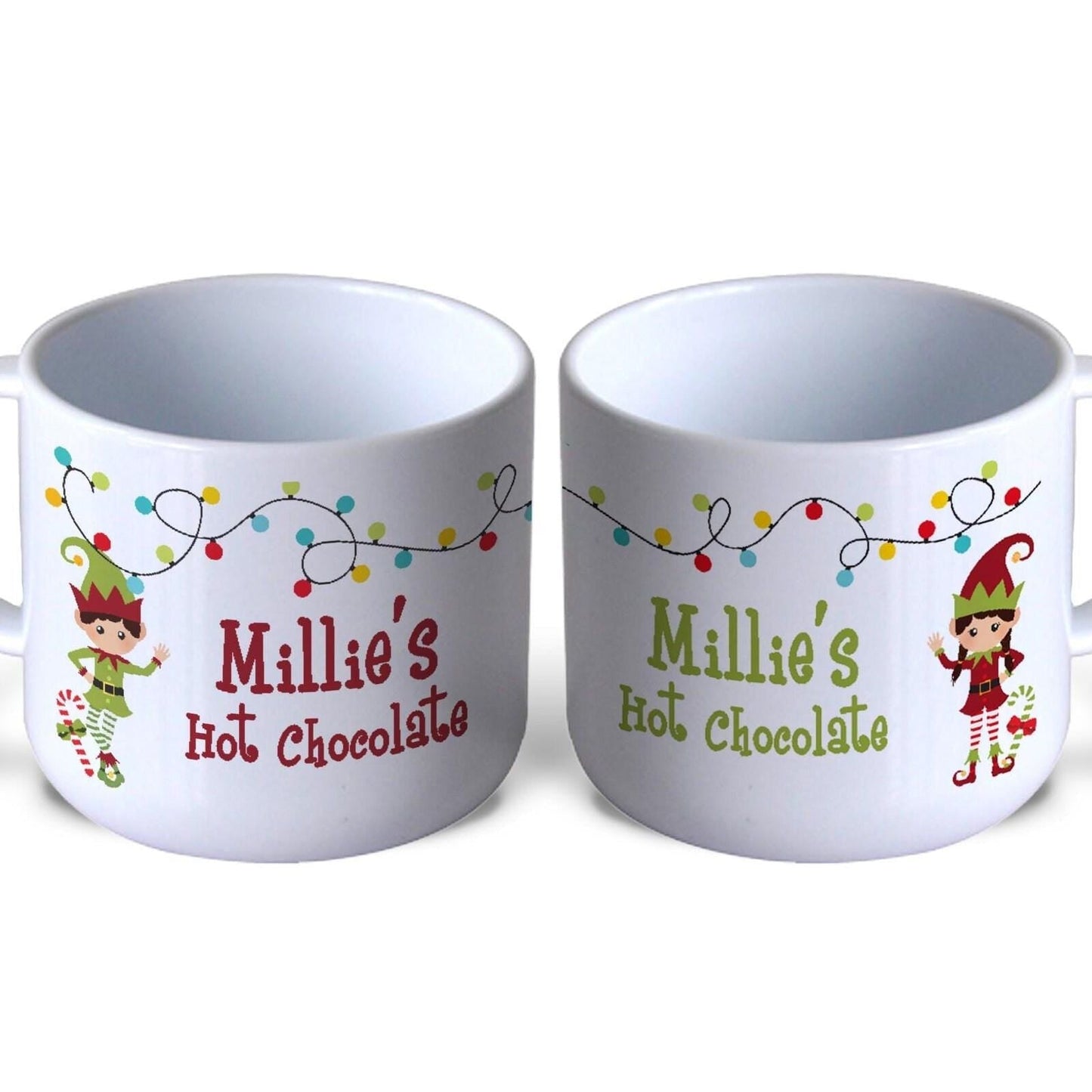 Santa Elves Christmas Hot Chocolate Gift XMAS Children's Personalised Mug Unbreakable Kids Toddler Child Safe
