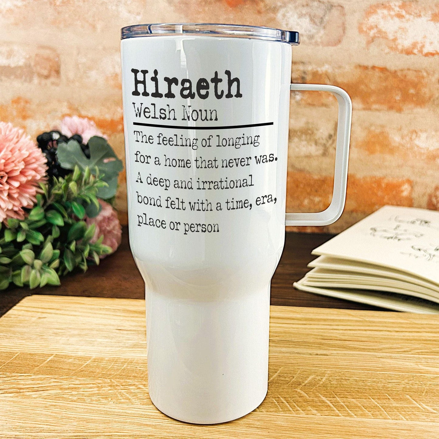 Hiraeth Homesick - Welsh Language Dialect - Personalised Travel Mug