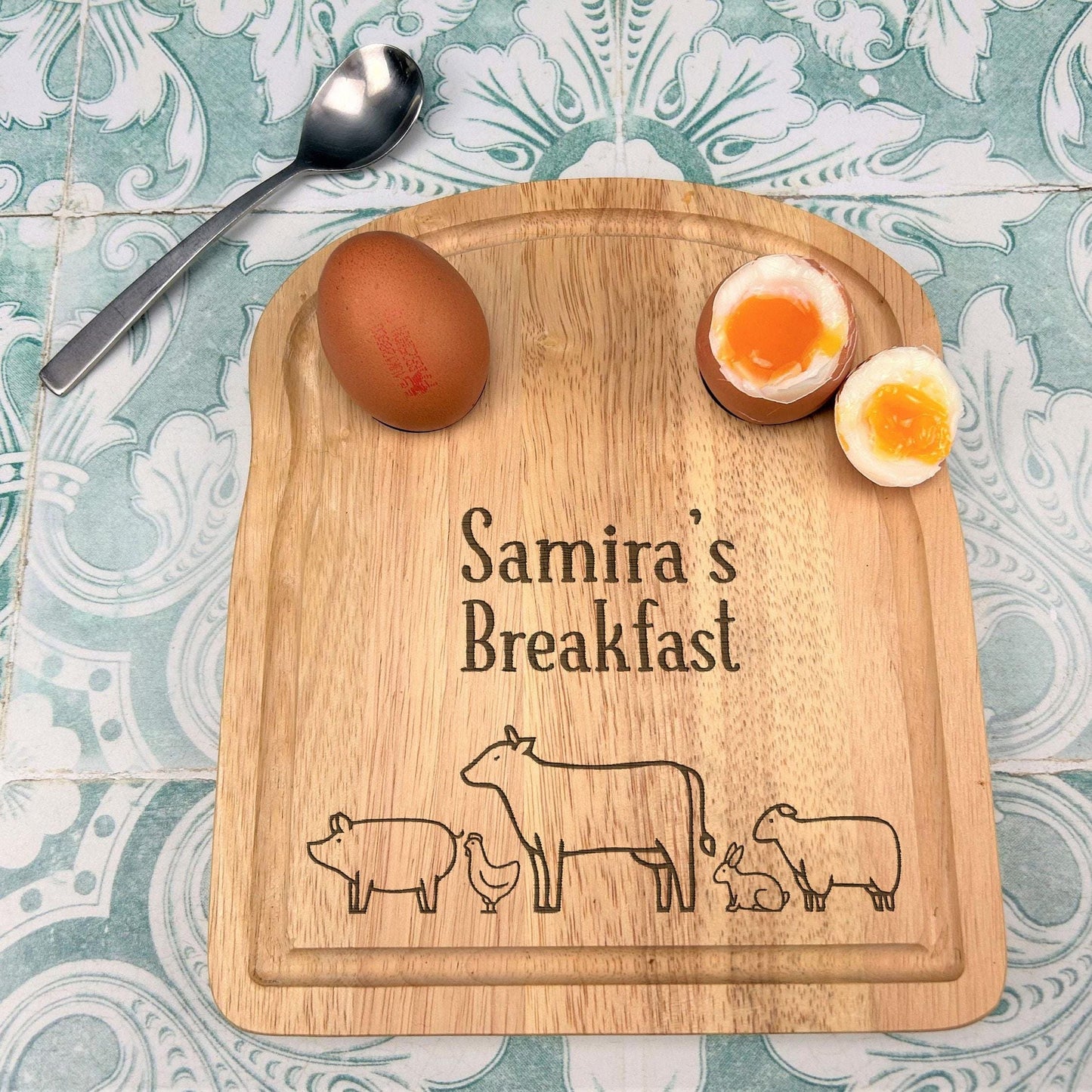 Farm Animals Egg & Soldiers Breakfast Board - Personalised Dippy Eggs Gift