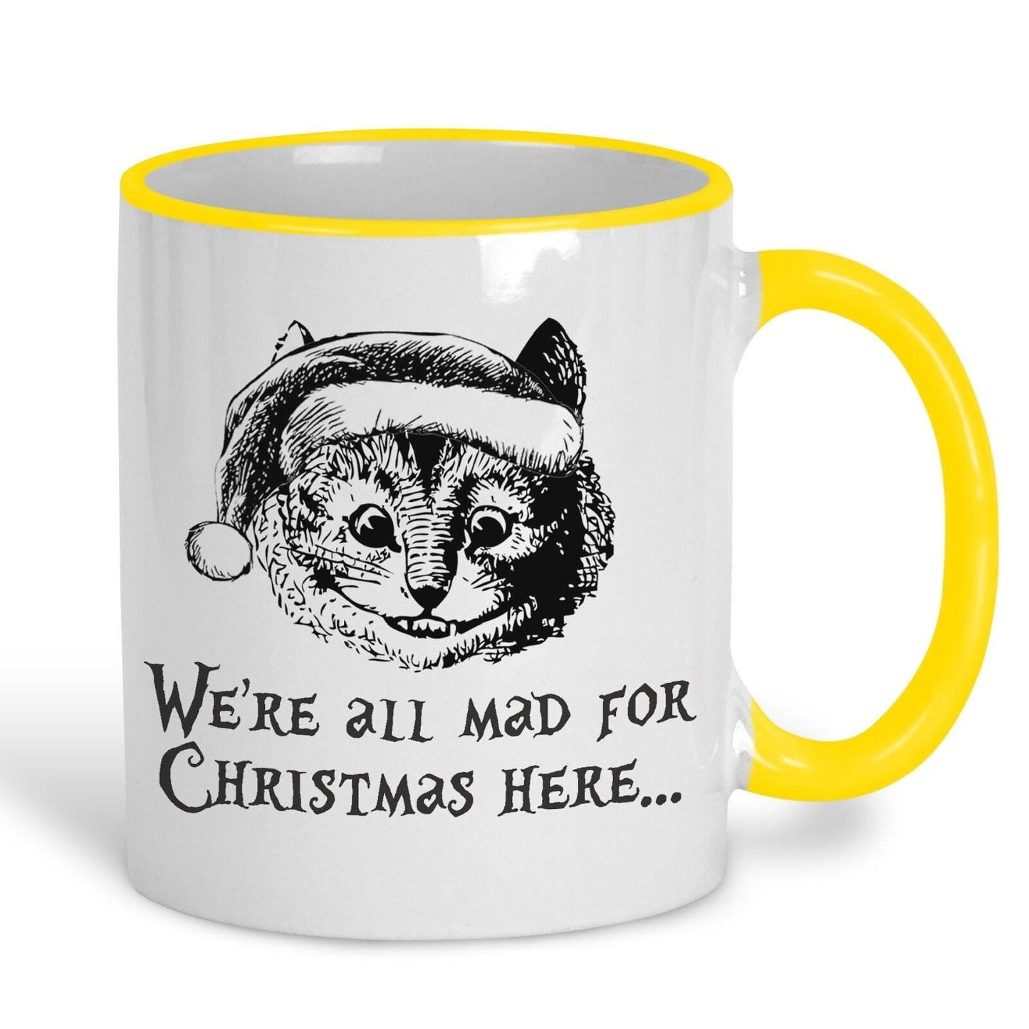Cheshire Cat Mad Here Christmas Mug